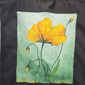 Yellow Floral Hamd painted tote